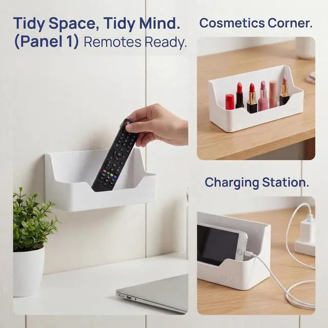 Alt view image 4 of 7 - Wall Mounted Plastic Shelf, White, 1 Shelf, Ideal for Bedroom, Dorm, Office, RV - Easy to Install, Organizes Small Items