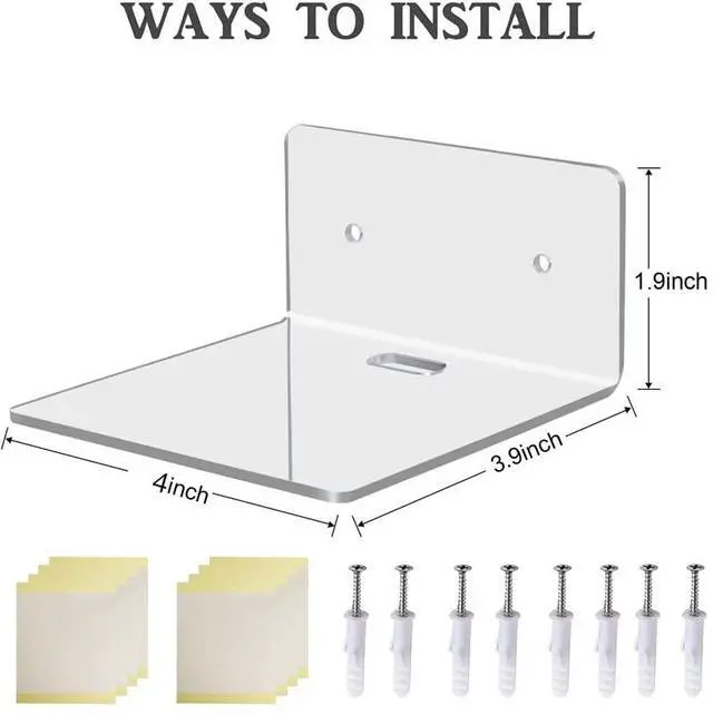 Alt view image 2 of 5 - 4 Pack Small Wall Shelf, 4'' Acrylic Wall Shelves Display Ledges for Storage & Decoration, Small Floating Shelf for Wall with 2 Types of Installation (Adhesive or Screw)
