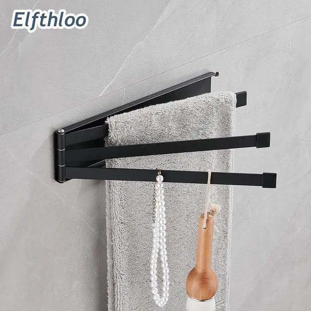 Alt view image 7 of 7 - Swivel Kitchen Towel Rack, 9.45 inch, 3-Arm, Black