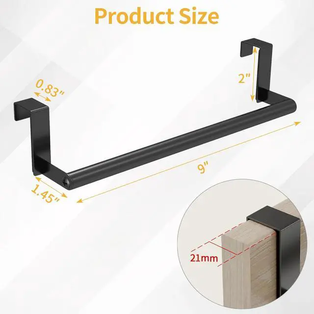 Alt view image 2 of 7 - Over the Door Towel Rack, Kitchen Towel Holder Over Cabinet Door Towel Bar Stainless Steel for Cupboard for Kitchen Dish Towel Holder Hanger Rv Towel Rack, 2 Pack (Black)