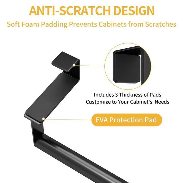 Alt view image 3 of 7 - Over the Door Towel Rack, Kitchen Towel Holder Over Cabinet Door Towel Bar Stainless Steel for Cupboard for Kitchen Dish Towel Holder Hanger Rv Towel Rack, 2 Pack (Black)