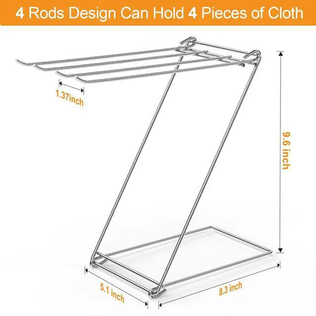 Alt view image 3 of 6 - Kitchen Towel Holder Stand, 4-Arm Dish Towel Holder Countertop Towel Drying Rack for Bathroom, Free Standing Hand Towel Stand Washcloth Dish Cloth Drying Rack, Z-Shaped Folding Hanging Towel Bar Stand