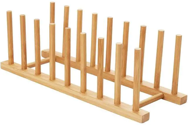 Main image of Bamboo Dish Plate Bowl Cup Book Pot Lid Cutting Board Drying Rack Stand Drainer Storage Holder Organizer Kitchen CabinetKeep Dry