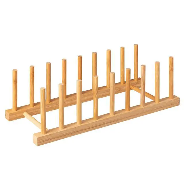 Alt view image 7 of 7 - Bamboo Dish Plate Bowl Cup Book Pot Lid Cutting Board Drying Rack Stand Drainer Storage Holder Organizer Kitchen CabinetKeep Dry