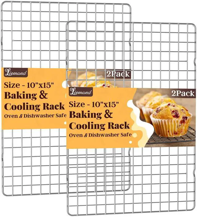 Main image of Cooling Racks for Cooking and Baking - 2 PCS 10" x 15" Grid Wire Baking Rack for Oven Cooking, Baking, Grilling, Roasting - Dishwasher Safe Bacon Rack - Fits Jelly Roll Cookie Sheet Pan