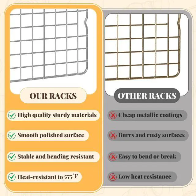 Alt view image 7 of 7 - Cooling Racks for Cooking and Baking - 2 PCS 10" x 15" Grid Wire Baking Rack for Oven Cooking, Baking, Grilling, Roasting - Dishwasher Safe Bacon Rack - Fits Jelly Roll Cookie Sheet Pan