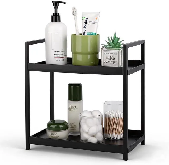 Main image of Bathroom Counter Organizer Vanity Storage Countertop Shelf, Small Black