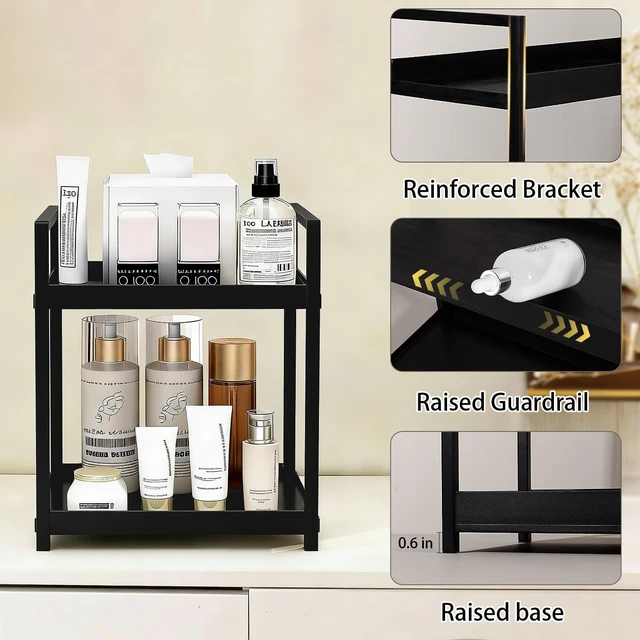 Alt view image 5 of 7 - Bathroom Counter Organizer Vanity Storage Countertop Shelf, Small Black