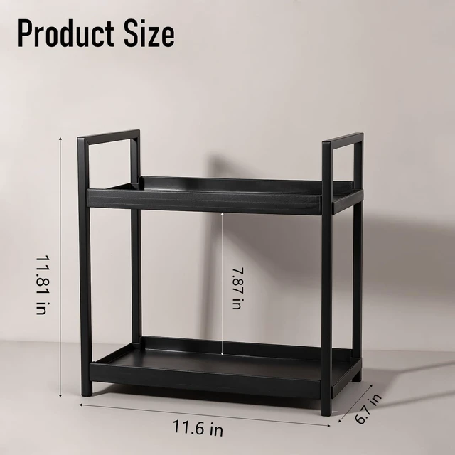 Alt view image 7 of 7 - Bathroom Counter Organizer Vanity Storage Countertop Shelf, Small Black