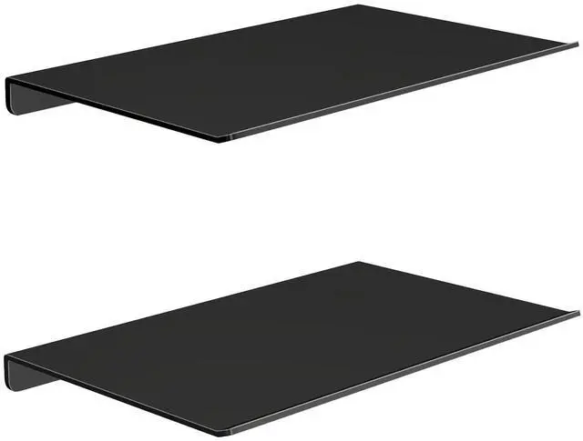 Main image of 8" Small Floating Shelves for Wall, Metal Wall Mounted Shelf for Bathroom, Bedroom, Living Room, Kitchen, Little Mini Tiny Display Hanging Shelves for Books/Storage/Room Decor 2 Packs, Black