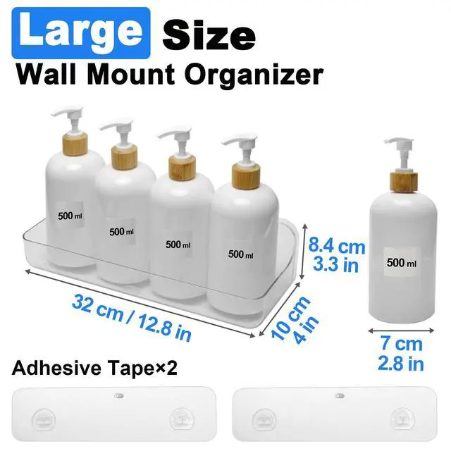 Alt view image 3 of 7 - Acrylic Wall Mounted Shower Caddy, Large, Adhesive Bathroom Shelves