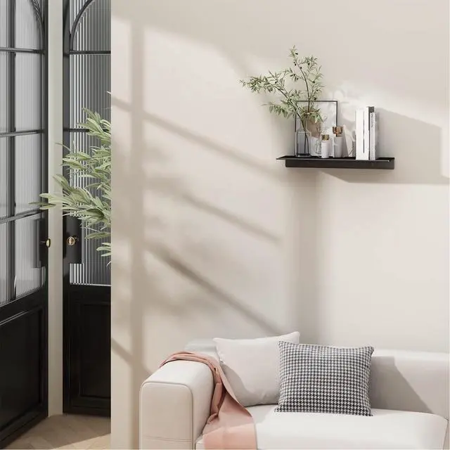 Alt view image 3 of 7 - 12 inch Metal Wall Shelf, Black Floating Shelf, Small Bathroom Shelf, Display Shelves for Wall Storage