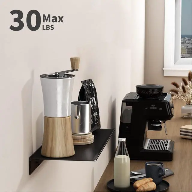 Alt view image 4 of 7 - 12 inch Metal Wall Shelf, Black Floating Shelf, Small Bathroom Shelf, Display Shelves for Wall Storage