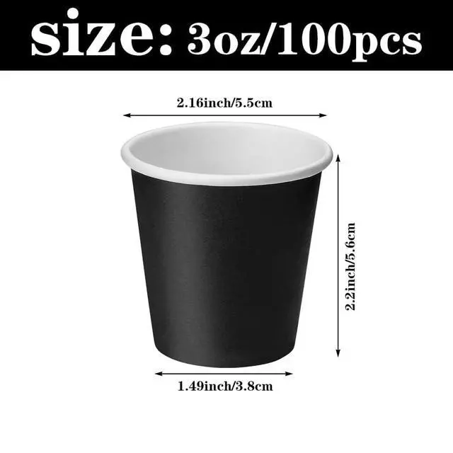 Alt view image 2 of 7 - 100 Pack 3 oz Disposable Paper Cups, Black Bathroom Cups, Disposable Mouthwash Cups, Small Paper Cups for Bathroom Travel Picnics