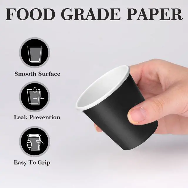 Alt view image 3 of 7 - 100 Pack 3 oz Disposable Paper Cups, Black Bathroom Cups, Disposable Mouthwash Cups, Small Paper Cups for Bathroom Travel Picnics