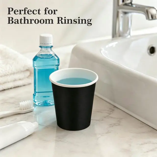Alt view image 5 of 7 - 100 Pack 3 oz Disposable Paper Cups, Black Bathroom Cups, Disposable Mouthwash Cups, Small Paper Cups for Bathroom Travel Picnics
