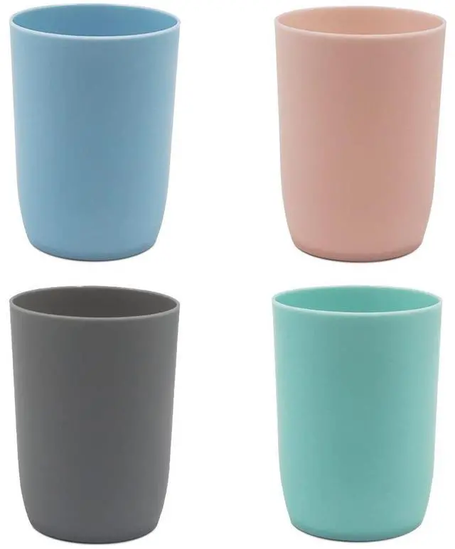 Main image of 4-Pack Bathroom Tumbler - Plastic Toothbrush Cup - Reusable Drinkware - Mouthwash Cup