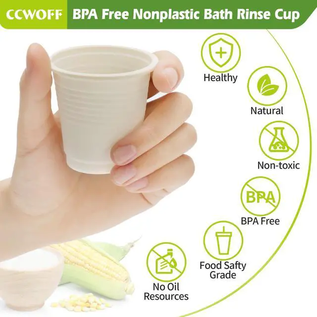 Alt view image 4 of 7 - Compostable Disposable 3oz Bathroom Cups 100P Mouthwash Eco Friendly Plastic Paper Cups Biodegradable Bath Rinse Medicine Urine, Replace Mini Small Bathroom Cup 3 oz Paper Plastic Cup