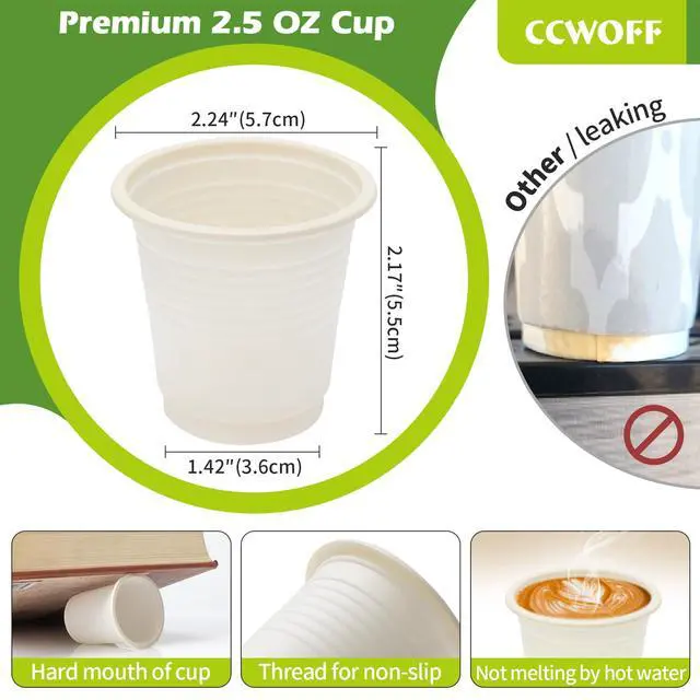 Alt view image 6 of 7 - Compostable Disposable 3oz Bathroom Cups 100P Mouthwash Eco Friendly Plastic Paper Cups Biodegradable Bath Rinse Medicine Urine, Replace Mini Small Bathroom Cup 3 oz Paper Plastic Cup