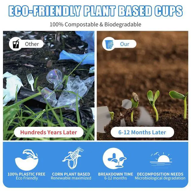 Alt view image 7 of 7 - Compostable Disposable 3oz Bathroom Cups 100P Mouthwash Eco Friendly Plastic Paper Cups Biodegradable Bath Rinse Medicine Urine, Replace Mini Small Bathroom Cup 3 oz Paper Plastic Cup