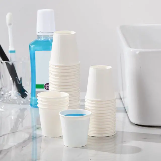 Alt view image 3 of 7 - 600 Pack 3 oz Paper Cups, Disposable Bathroom Cups, Small Mouthwash Cups, White Paper Cups, Hot/Cold Beverage Drinking Cup for Bathroom, Home, Party, Office, Picnic, Travel and Events