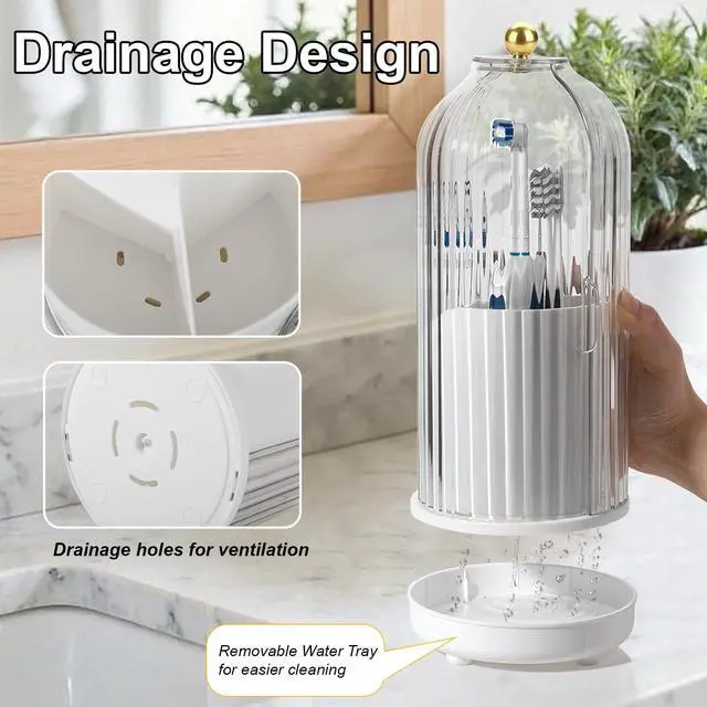 Alt view image 2 of 6 - Toothbrush Holders with Cover Toothpaste Organizer for Bathroom, White