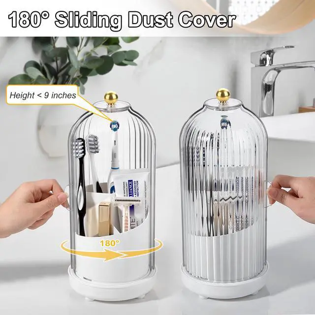Alt view image 3 of 6 - Toothbrush Holders with Cover Toothpaste Organizer for Bathroom, White