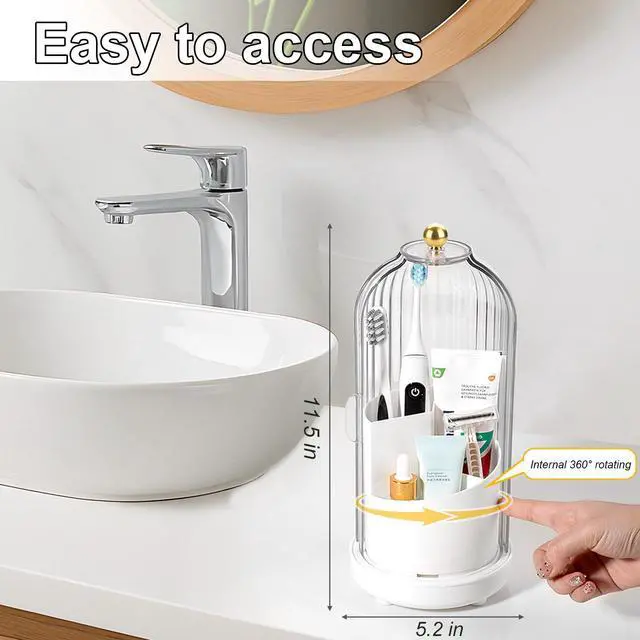 Alt view image 4 of 6 - Toothbrush Holders with Cover Toothpaste Organizer for Bathroom, White