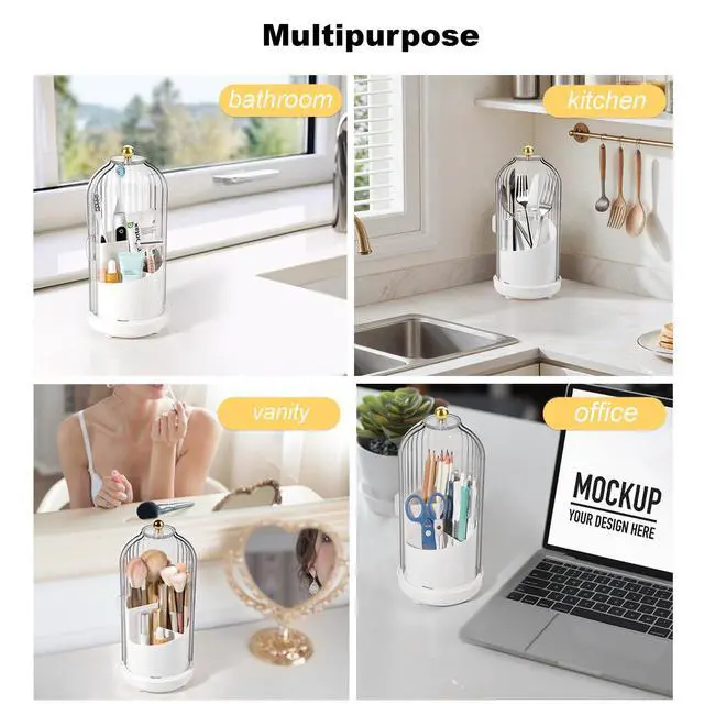 Alt view image 6 of 6 - Toothbrush Holders with Cover Toothpaste Organizer for Bathroom, White
