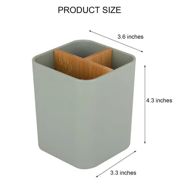 Alt view image 6 of 6 - Bamboo Toothbrush Holder for Bathrooms, 3 Slots Kids Toothbrush and Toothpaste Holder Bathroom Countertop Organizer for Electric Toothbrushes, Floss, Razors - Green