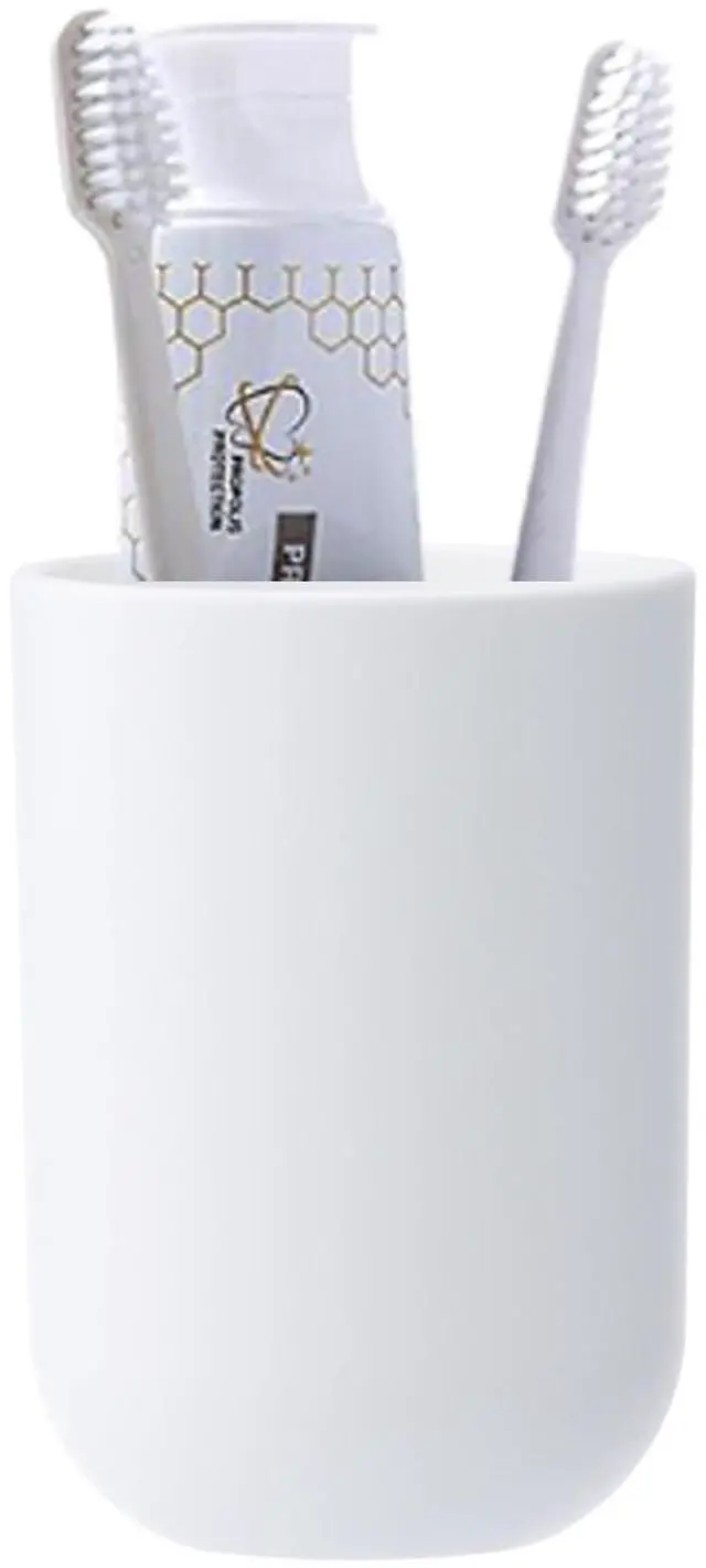 Main image of Toothbrush Cup, Bathroom Cup, Toothbrush Holder, Bathroom Tumbler, Plastic, 350ml (White)