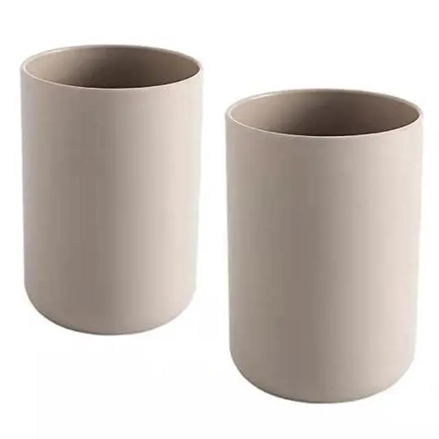 Alt view image 2 of 6 - Bathroom Tumblers 2Pcs, Mouthwash Cup, Toothbrush Holders, Drink Mug, Pen Holder, Unbreakable Dishwasher Safe, 10fl.oz(300ml)/Pcs (Brown & Brown)