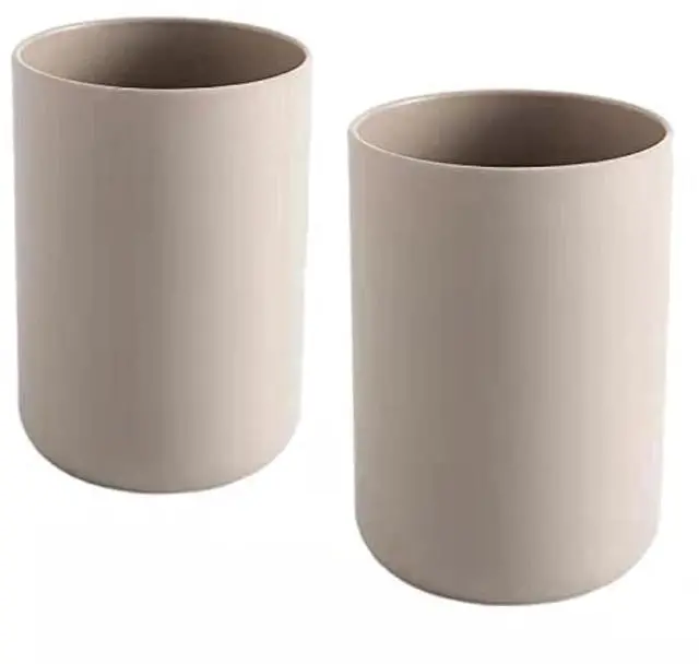 Main image of Bathroom Tumblers 2Pcs, Mouthwash Cup, Toothbrush Holders, Drink Mug, Pen Holder, Unbreakable Dishwasher Safe, 10fl.oz(300ml)/Pcs (Brown & Brown)