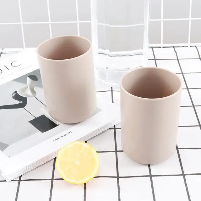 Alt view image 5 of 6 - Bathroom Tumblers 2Pcs, Mouthwash Cup, Toothbrush Holders, Drink Mug, Pen Holder, Unbreakable Dishwasher Safe, 10fl.oz(300ml)/Pcs (Brown & Brown)
