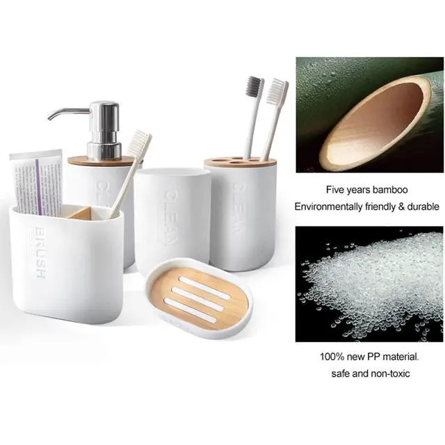 Alt view image 5 of 7 - Toothbrush Holders Bamboo Electric Toothbrush Holder Bathroom Storage Organizer Countertop for Toothpaste, Floss, Razor, White