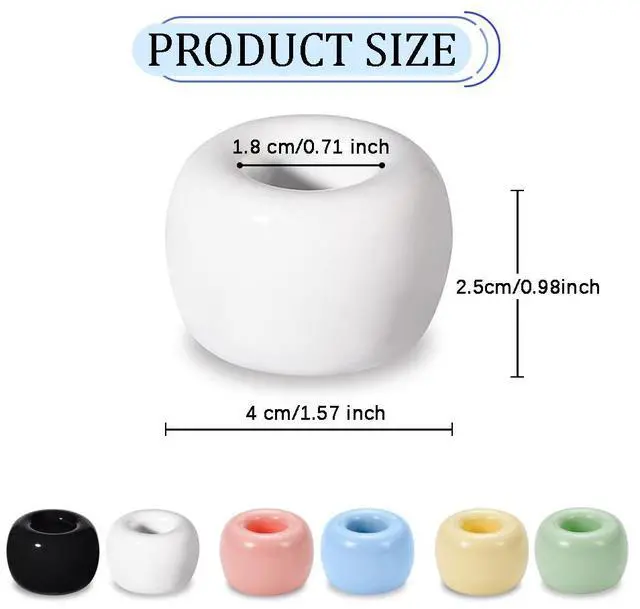 Alt view image 2 of 7 - Mini Ceramics Toothbrush Holder Stand for Bathroom Vanity Countertop, Handmade Couple Toothbrush Head Holder, Shaver Holder and Office Pen Holder, Black&White, Pack of 2