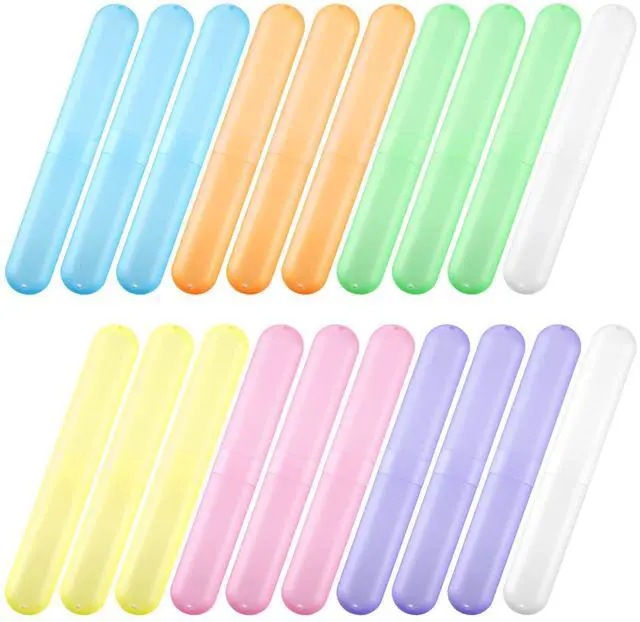 Main image of 20 Pcs Travel Toothbrush Case Holder Portable Toothbrush Storage Container Classroom Pencil Case for Kids Assort Color Plastic Toothpaste Cover Protector for Back to School Use (Bright Color)