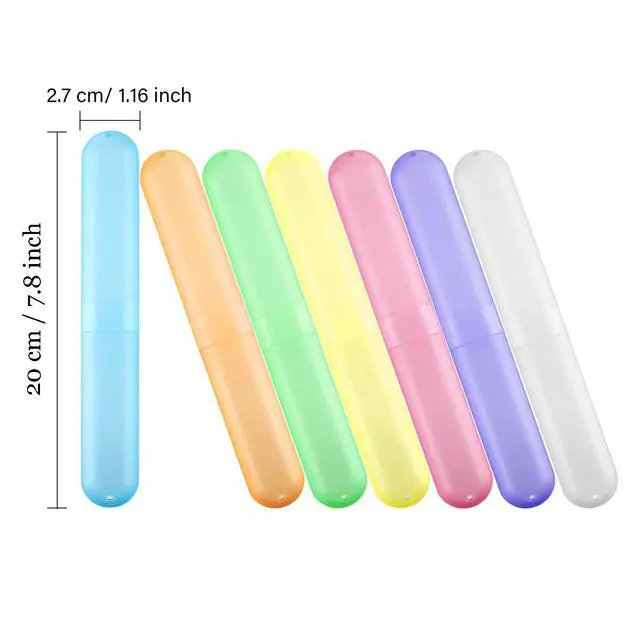 Alt view image 2 of 6 - 20 Pcs Travel Toothbrush Case Holder Portable Toothbrush Storage Container Classroom Pencil Case for Kids Assort Color Plastic Toothpaste Cover Protector for Back to School Use (Bright Color)