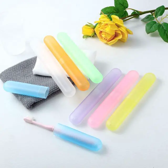 Alt view image 5 of 6 - 20 Pcs Travel Toothbrush Case Holder Portable Toothbrush Storage Container Classroom Pencil Case for Kids Assort Color Plastic Toothpaste Cover Protector for Back to School Use (Bright Color)