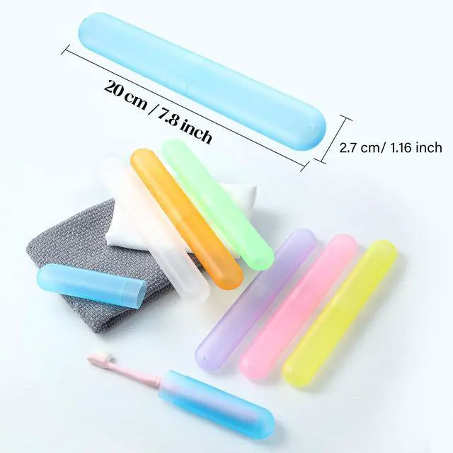 Alt view image 3 of 6 - 20 Pcs Travel Toothbrush Case Holder Portable Toothbrush Storage Container Classroom Pencil Case for Kids Assort Color Plastic Toothpaste Cover Protector for Back to School Use (Bright Color)