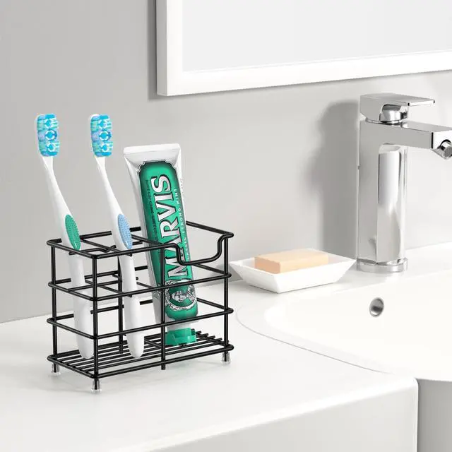 Alt view image 5 of 7 - Toothbrush Holders for Bathroom, 5 Slots Black Stainless Steel Bathroom Accessories Organizer for Small Spaces