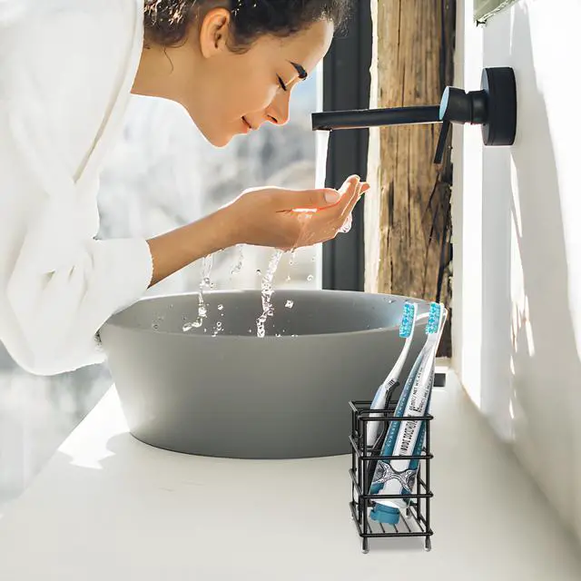 Alt view image 7 of 7 - Toothbrush Holders for Bathroom, 5 Slots Black Stainless Steel Bathroom Accessories Organizer for Small Spaces