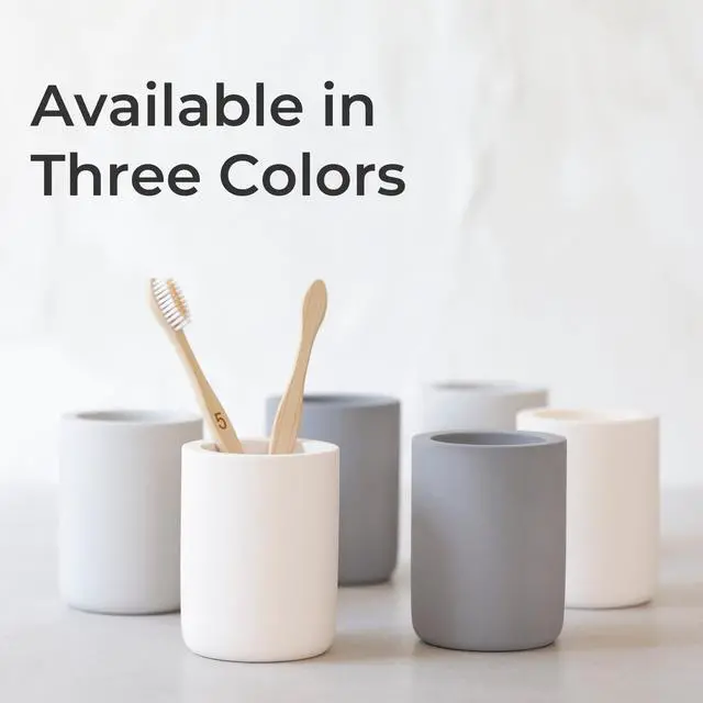 Alt view image 5 of 7 - Drying Stone Toothbrush Holder, Diatomite Toothbrush Holders for Bathroom, Quick Drying Electric Toothbrush & Toothpaste Holder Cup, Diatomaceous Earth Bathroom Sink Organizer (Light Grey)