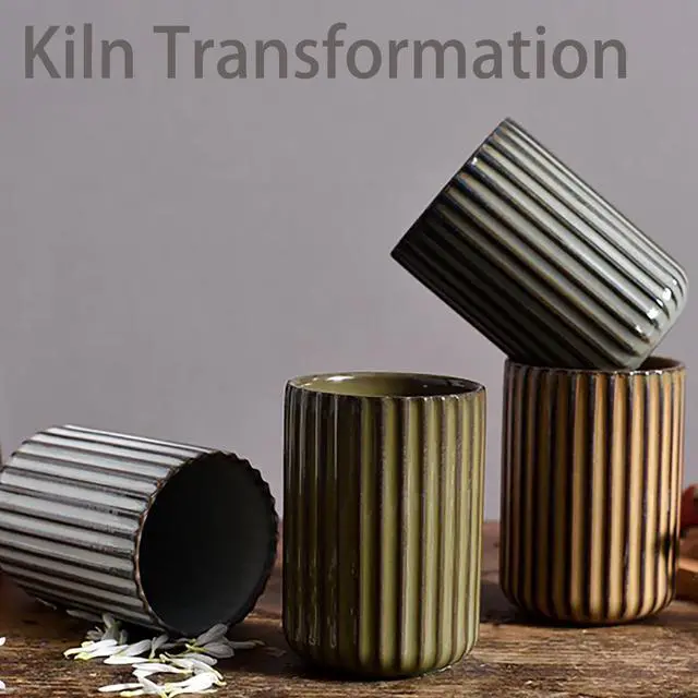 Alt view image 6 of 7 - Ceramic Toothbrush Holder for Bathroom, Ceramic Toothbrush Cup, Toothpaste Organizer for Bathroom Countertop, Bathroom Storage Organizer, Kiln Transformation Cup (Brown)