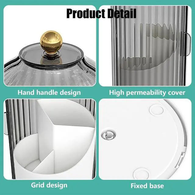 Alt view image 4 of 6 - Concealed Toothbrush Holder, Rotating Bathroom Organizer Countertop, Toothbrush Holders with Cover, Bathroom Counter Organizer with Covered Makeup Brush Holder (1pcs Green)