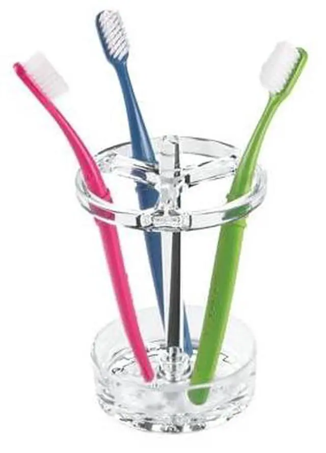 Main image of Toothbrush Holder, Clear | For Normal to Large Toothbrushes, Fits Spin Brushes, Holds Toothpaste