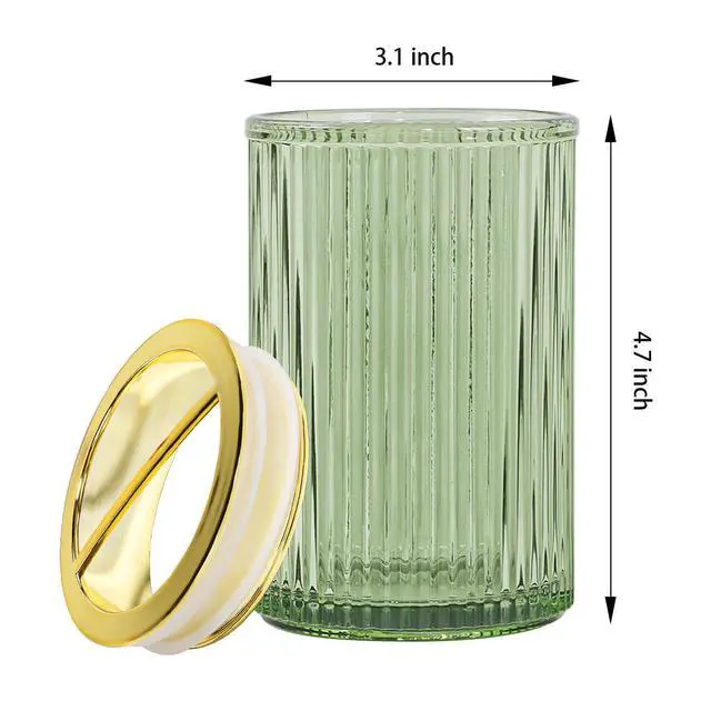 Alt view image 7 of 7 - Toothbrush Holders for Bathrooms, 2pcs Glass Toothbrush Holder, 12oz Bathroom Tumbler and Mouthwash Cup, Tooth Brush and Toothpaste Organizer for Bathroom Vanity Countertop (Green Gold)