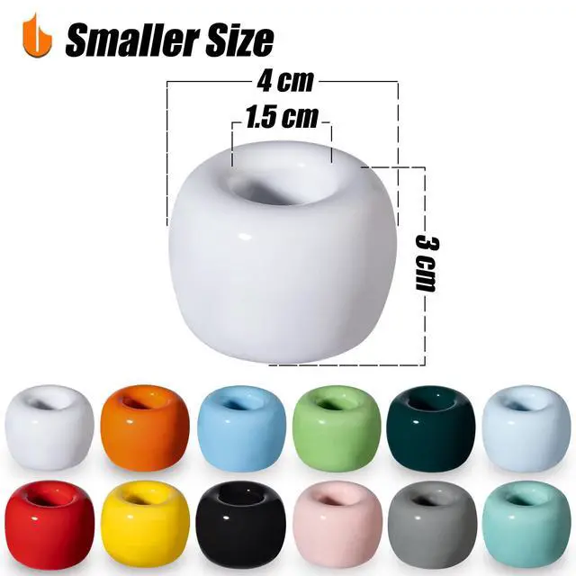 Alt view image 2 of 7 - Travel-Friendly Mini Ceramics Toothbrush Holders for Bathroom Decor Vanity Countertops, Space Saver, White, 2 Pack