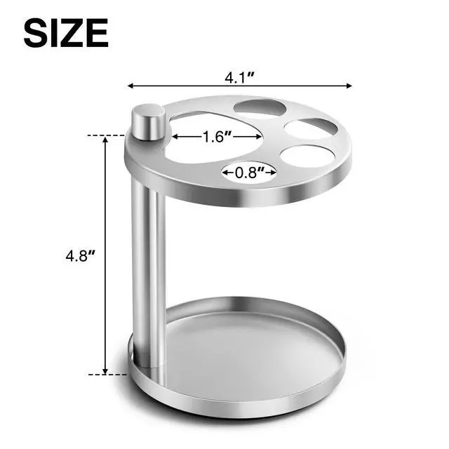 Alt view image 6 of 7 - Stainless Toothbrush Holder Stand for Bathroom: Stainless Steel Ventilated Organizer with Slots for Electric Toothbrushes, Toothpaste, Razors & Small Comb, Unique Footprint Base Design, Brushed Silver