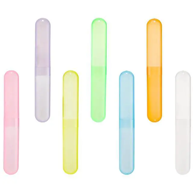 Alt view image 2 of 7 - 35 Pieces Travel Toothbrush Case, 7 Colors Portable Plastic Dust-proof Breathable Toothbrush Holder for Travel, Camping, Home, School, Business